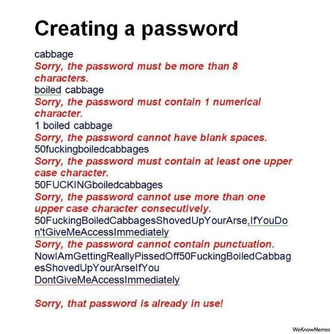 Creating a password.