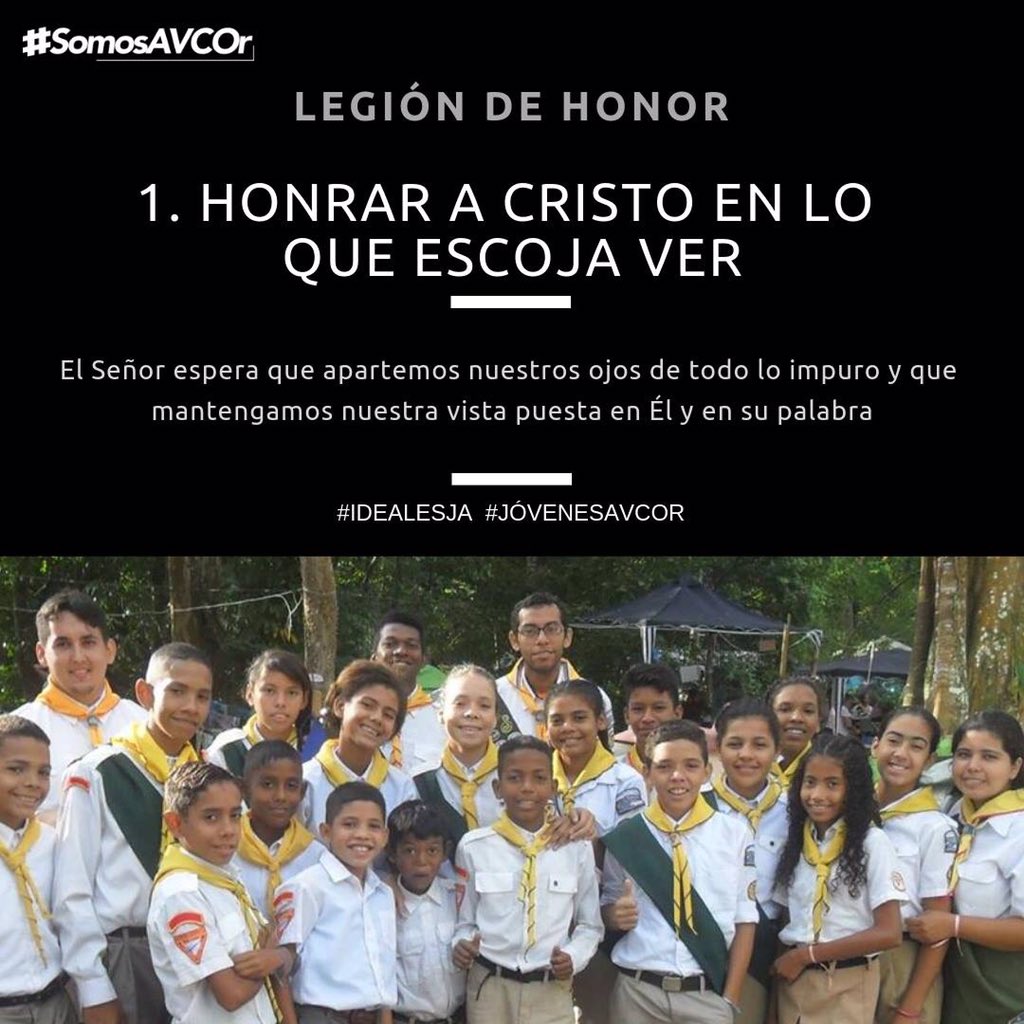 JovenesAVCOR's tweet photo. Seguimos con nuestros Ideales JA, hoy iniciamos con la Legión de Honor 😁 #IdealesJA #JovenesAVCOR #SomosAVCOR #ComparteTuFe https://t.co/WAoOcSDfY0
