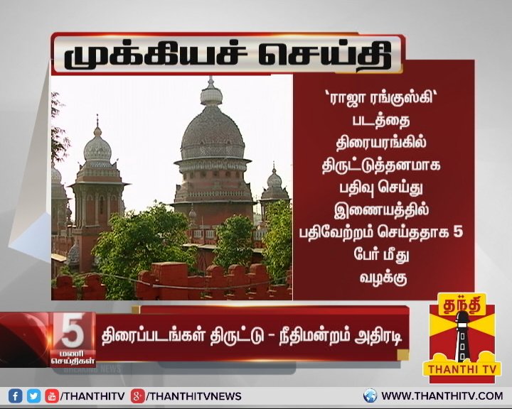 ThanthiTV's tweet photo. * கரூர் திரையரங்கு உரிமையாளர் உள்ளிட்ட 5 பேர் முன் ஜாமின் கோரிய மனு தள்ளுபடி
* 'ராஜா ரங்குஸ்கி' படத்தை திரையரங்கில் திருட்டுத்தனமாக பதிவு செய்து இணையத்தில் பதிவேற்றம் செய்ததாக 5 பேர் மீது வழக்கு(2/2)
#CDPiracy | #HighCourt https://t.co/k49d0tJPao