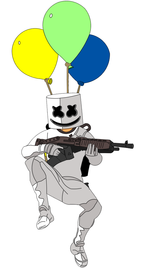Shockz On Twitter I Finished Tracing My Dj Marshmello Skin In Replay Mode Holding A Epic Legendary Pumpshotgun And Balloons Made A Copy And Took Out The Balloons Also Transparent For People To