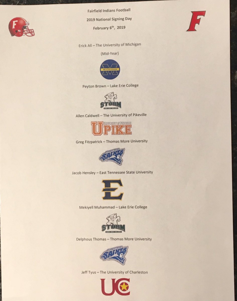coachjkrause's tweet image. Big day for Fairfield Football.  2 young men signed on Early Signing Day in December. 6 more signing today. 8 total in this class. Congratulations!!
#3STRONG
