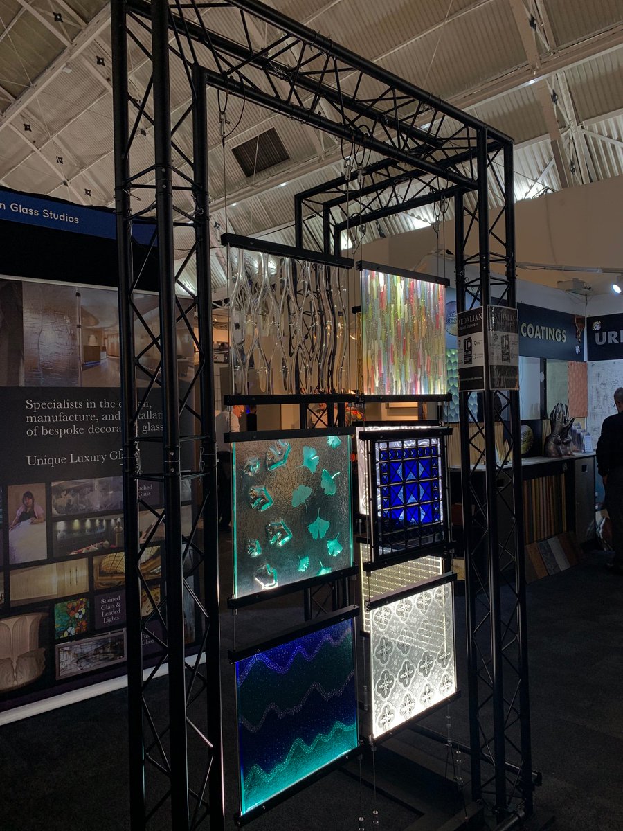 DaedalianGlass's tweet photo. It’s the second day of the Surface Design Show. Come and see us and our beautiful bespoke glass at stand 256! Open 11am-9pm today #surfacethinking #SDS19 #bespokeglass https://t.co/ccSTWhQJAa