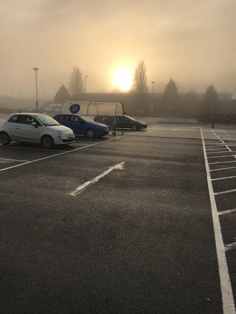 ambanews's tweet photo. #stunning start to the day, if a little foggy.  Good to see bike riders with #lights on their bikes 😀 https://t.co/Y7AxVnYlcP