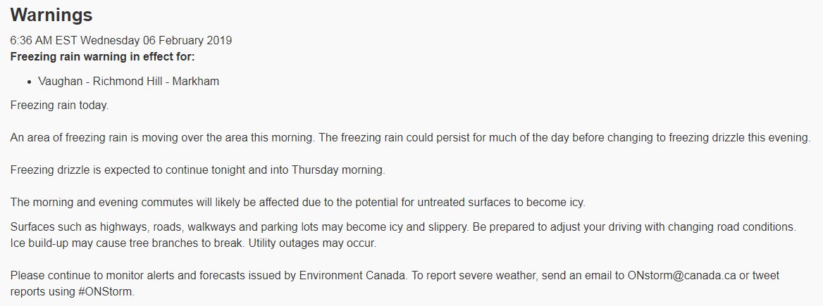 RHFES's tweet photo. #FreezingRainWarning in effect for #RichmondHill. Freezing rain and drizzle expected to last all day & in to tomorrow morning. Surfaces are likely to become icy so be careful, take your time and adjust your driving. #ONStorm https://t.co/rcLIKy1ER6