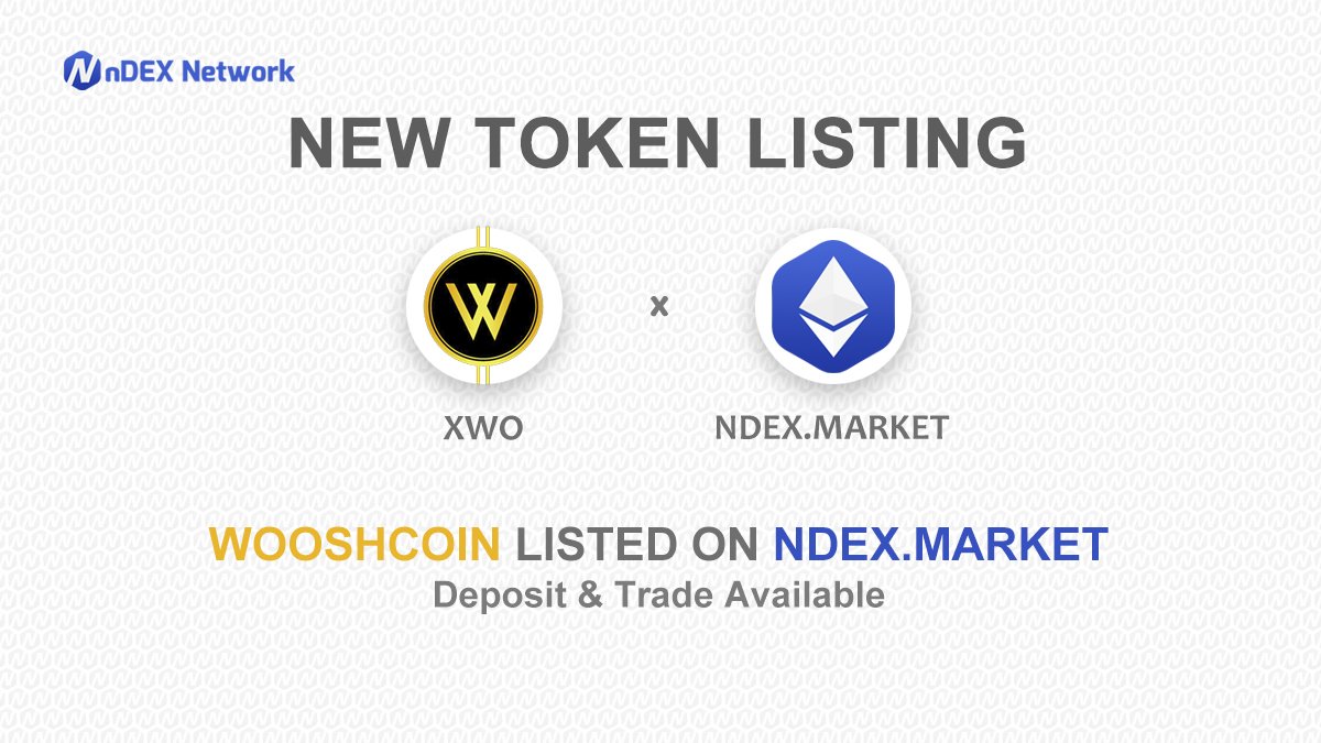 #nDEXMarket opens trading for <a href="/WooshCoin/">WooshCoin (XWO)</a>  
Happy Trading :  ndex.market/#!/trade/XWO-E…… 
 $NDX $NDT #nDEXNetwork #nEXBit #BlockHat #ROBODAX