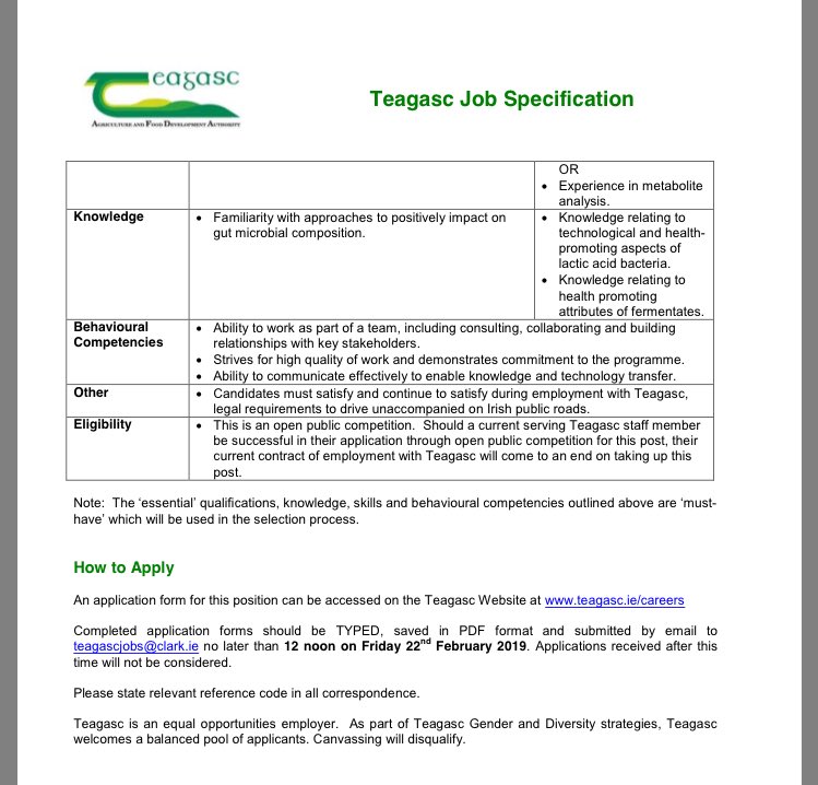 pauldcotter's tweet photo. Exciting new 54 (!) month contract position to join our group to work on a @FHI_PHASE3 funded project at the interface of research and industry #fermentates #health Please RT @teagasc https://t.co/c3ZX2VhGpp