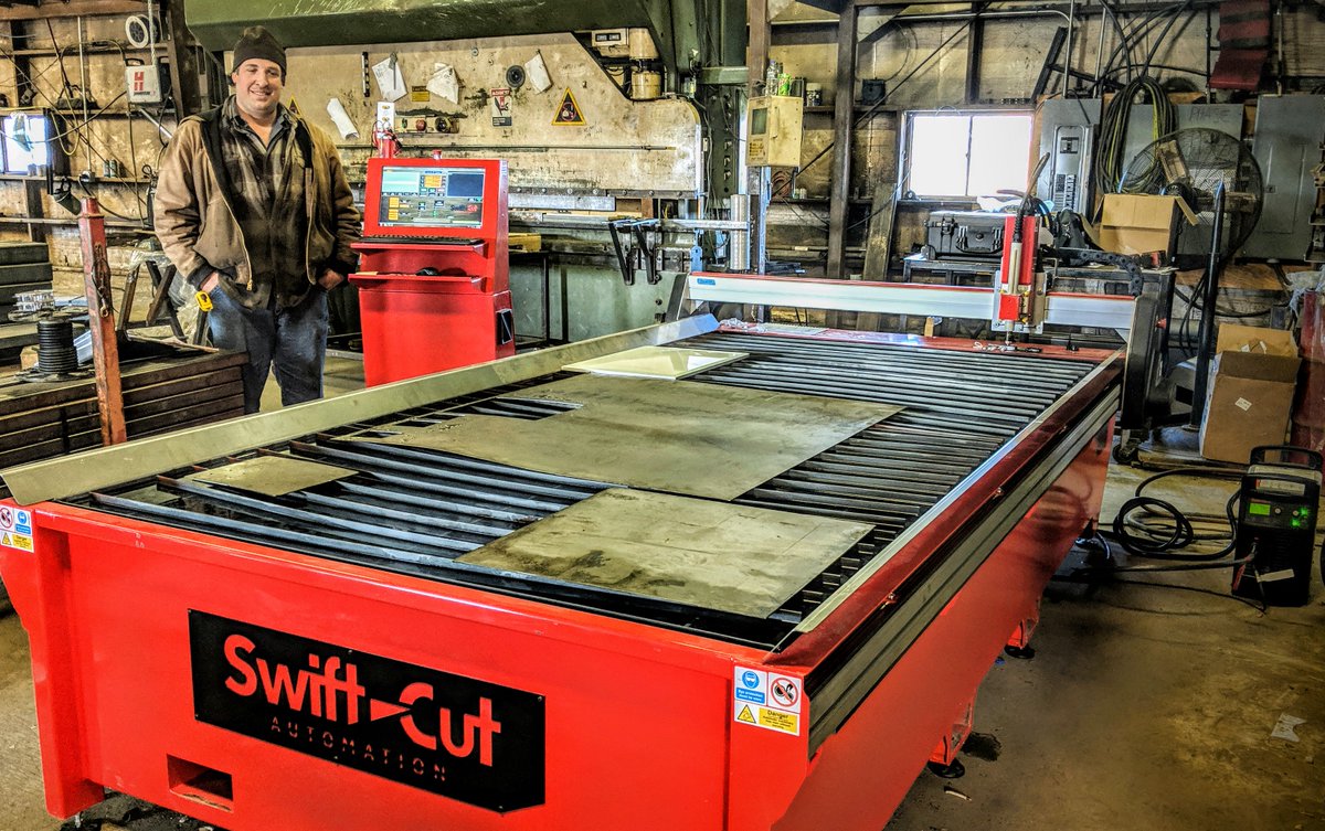 cut_swift's tweet photo. T&amp;S manufacturing, based out of Western Indiana, US. Tim, the owner, does a lot of part manufacturing for local farms. He just purchased a Swift-Cut Pro 3000 #plasmamachine with a @Hypertherm Powermax85 and he can't wait to start producing parts with it! https://t.co/Q4gI5kUhqv