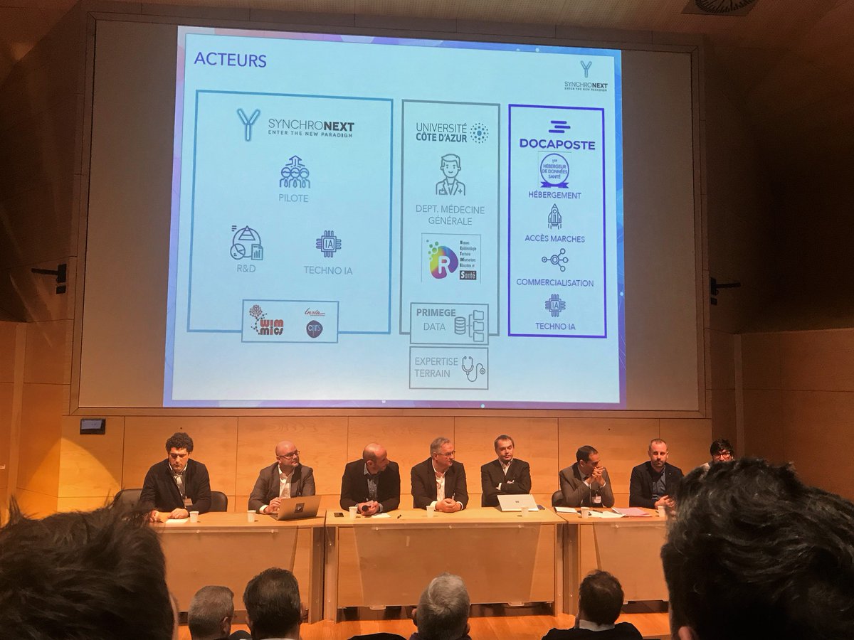 PROJECTINDUSTR1's tweet photo. Vendredi dernier nous avons assisté à la conférence sur « L’#IntelligenceArtificielle  appliquée à la santé : le parcours de soins du patient en Région Sud PACA » par la Cité Européenne de l'innovation en Santé @MetropoleNCA #startup #FilièreSanté06 #santé #IA https://t.co/kIgMvJ7LbK