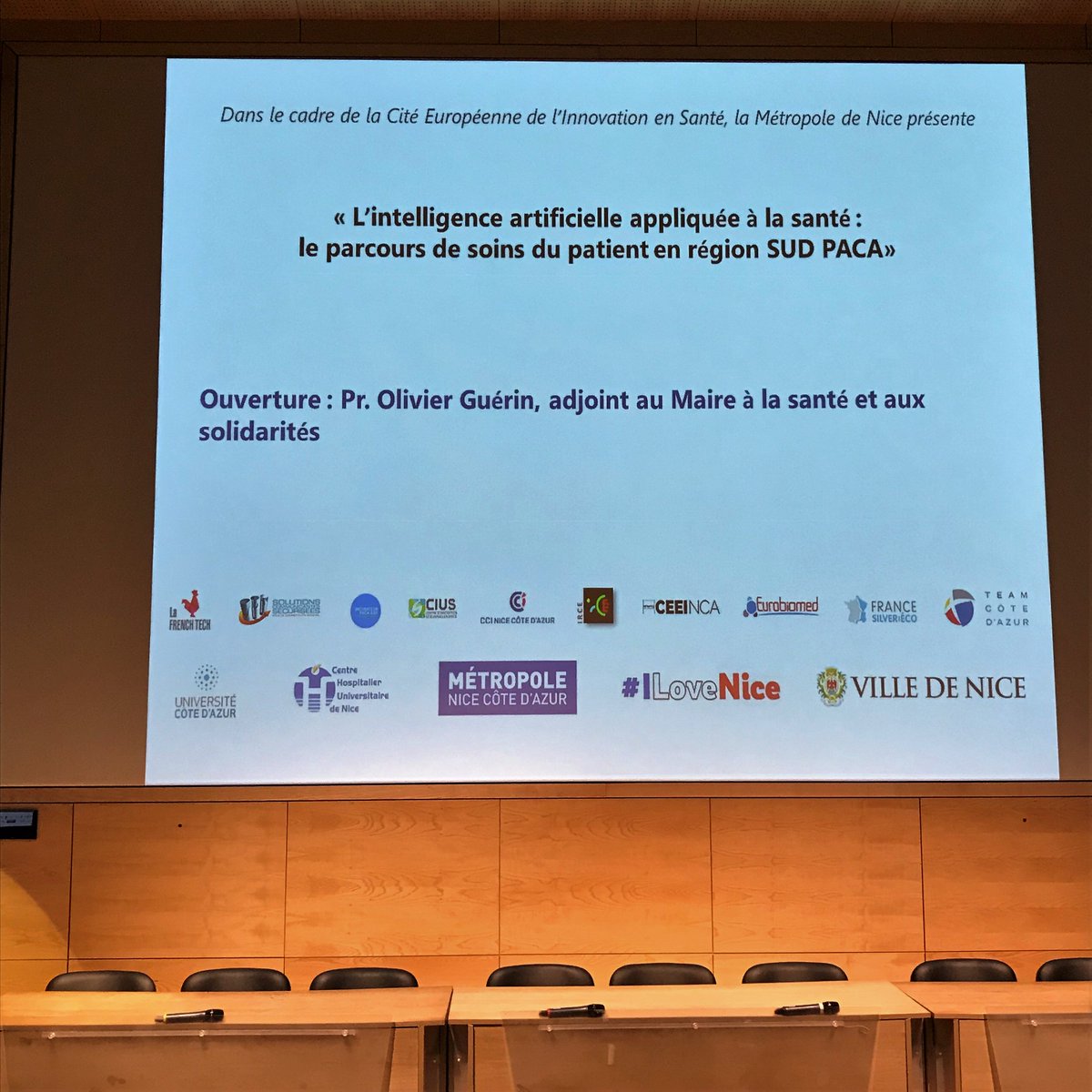 PROJECTINDUSTR1's tweet photo. Vendredi dernier nous avons assisté à la conférence sur « L’#IntelligenceArtificielle  appliquée à la santé : le parcours de soins du patient en Région Sud PACA » par la Cité Européenne de l'innovation en Santé @MetropoleNCA #startup #FilièreSanté06 #santé #IA https://t.co/kIgMvJ7LbK