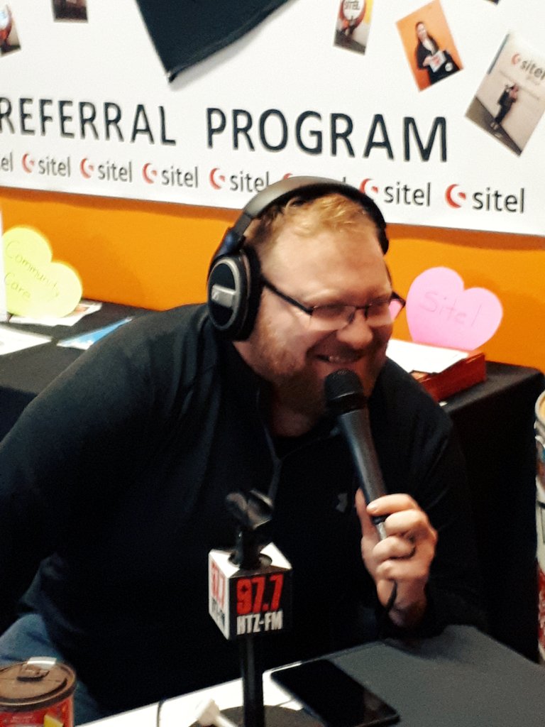 977HTZFM's tweet photo. Nothing but smiles at @SitelStCats! The guys are having a time at the first Roadshow🔥 Come see us for some free coffee and prizes... plus a limited edition HTZ flag!
#WhySitel .... because Sitel wants to #EmpowerHumans.
#HTZFMRoadies #IAMHTZFM #ShowUsYourHTZ https://t.co/ICZ8VVUoiR