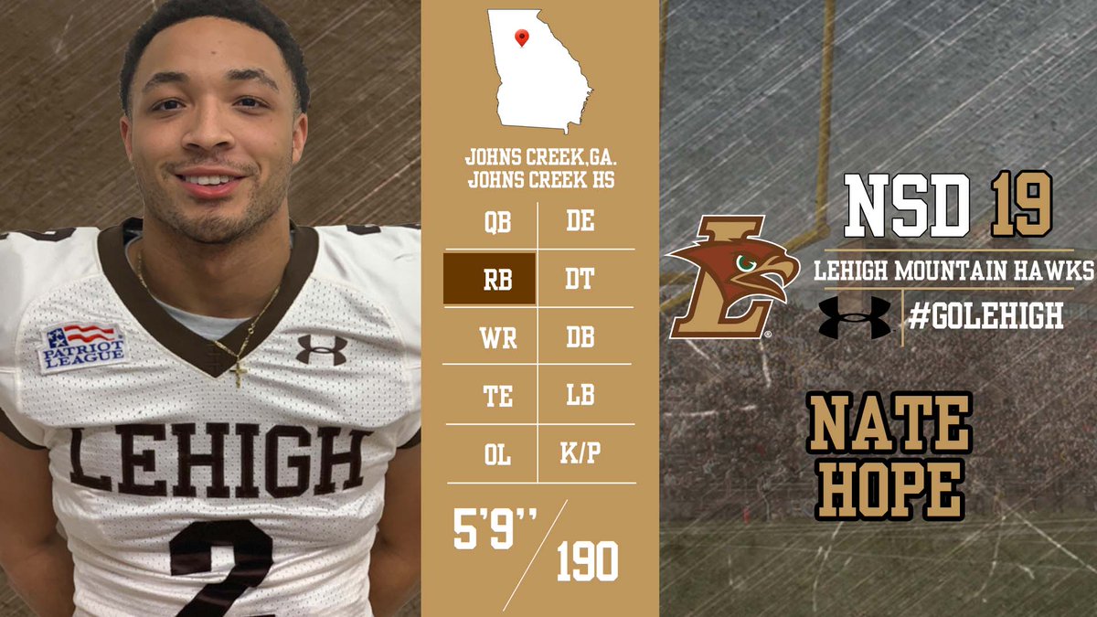 LehighFootball's tweet photo. Hope is never lost when you got a guy like @nathaniel_hope 

Ls Up!!!

Let's all welcome Nate Hope to the Lehigh Football Family!

#NSD19 #RiseAndSign #LehighFootball https://t.co/Li81RC9Pgd