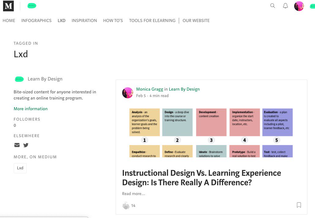 Our new blog/publication is live on <a href="/medium/">Medium</a>! Goals: Share examples of successful online training programs (and explain why they work), provide a simple "how to" kit and entertain your interest in all things eLearning and learning experience design. loom.ly/4pk8Aj4