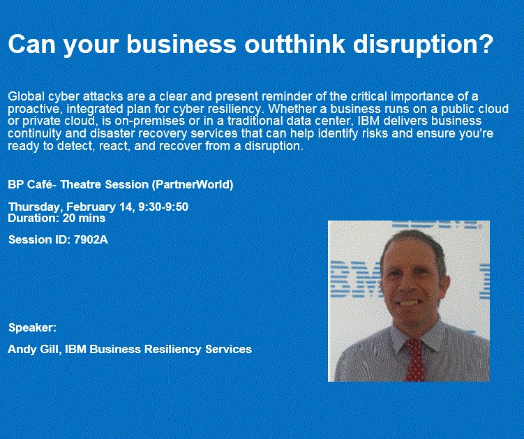 arunsardana2001's tweet photo. Can your business outthink disruption? ...A quick 20-min pitch on #CyberResilience from #IBM and how #BusinessPartners can work with IBM in making clients secure and cyber-resilient.  Visit #Think2019 #PartnerWorld
https://t.co/aiLjKxeJ5g
#disasterrecovery #DR #DRaaS https://t.co/oTOz11LmnL
