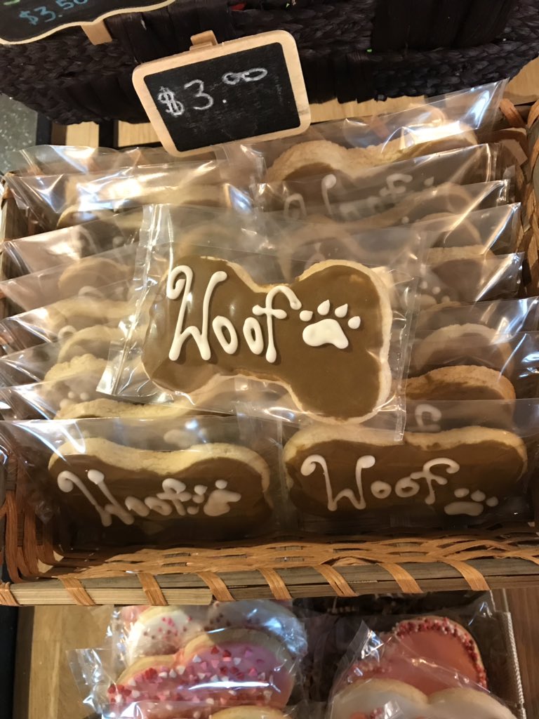 BadenCoffee's tweet photo. New “Woof” sugar cookies (for the humans) are $3 in the cafe right now, with $1.50 going towards the Humane Society! Add one on to your order today and help support Kaffee’s favourite cause! https://t.co/GaeF5b459A
