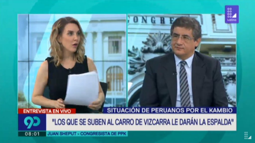 JuanSheput's tweet photo. Ayer me enteré en entrevista que algunas bancadas apoyan a presidente Vizcarra porque tiene 60% de popularidad. Qué graciosos. Veremos como se comportarán cuando llegue la temporada de problemas. https://t.co/TQehZheVb0
