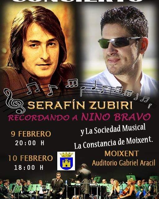 Estáis preparados para el concierto de este fin de semana? Serafín Zubiri y la Societat Musical ``La Constancia´´ de Moixent en un homenaje a NINO BRAVO. ÚLTIMAS ENTRADAS!!