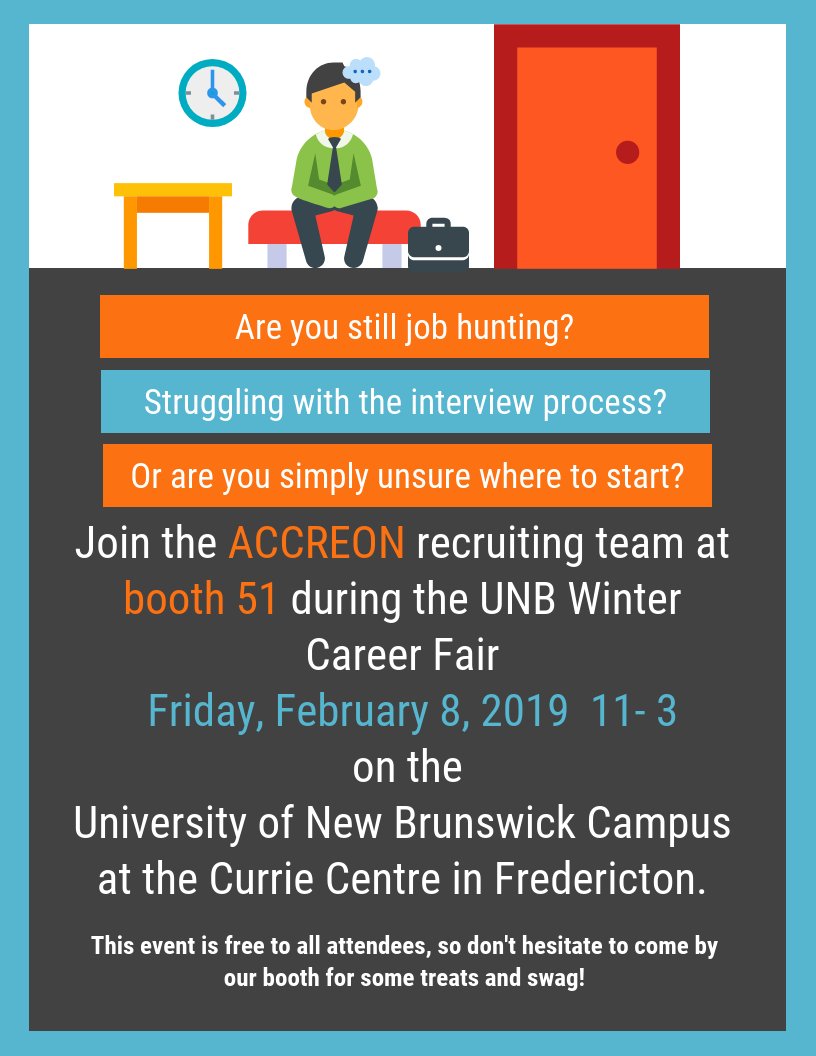 accreon's tweet image. #CarrerFair #Joinus #UNBWinterCareerFair #UniversityofNewBrunswick @UNB_CDEC @UNBFredericton