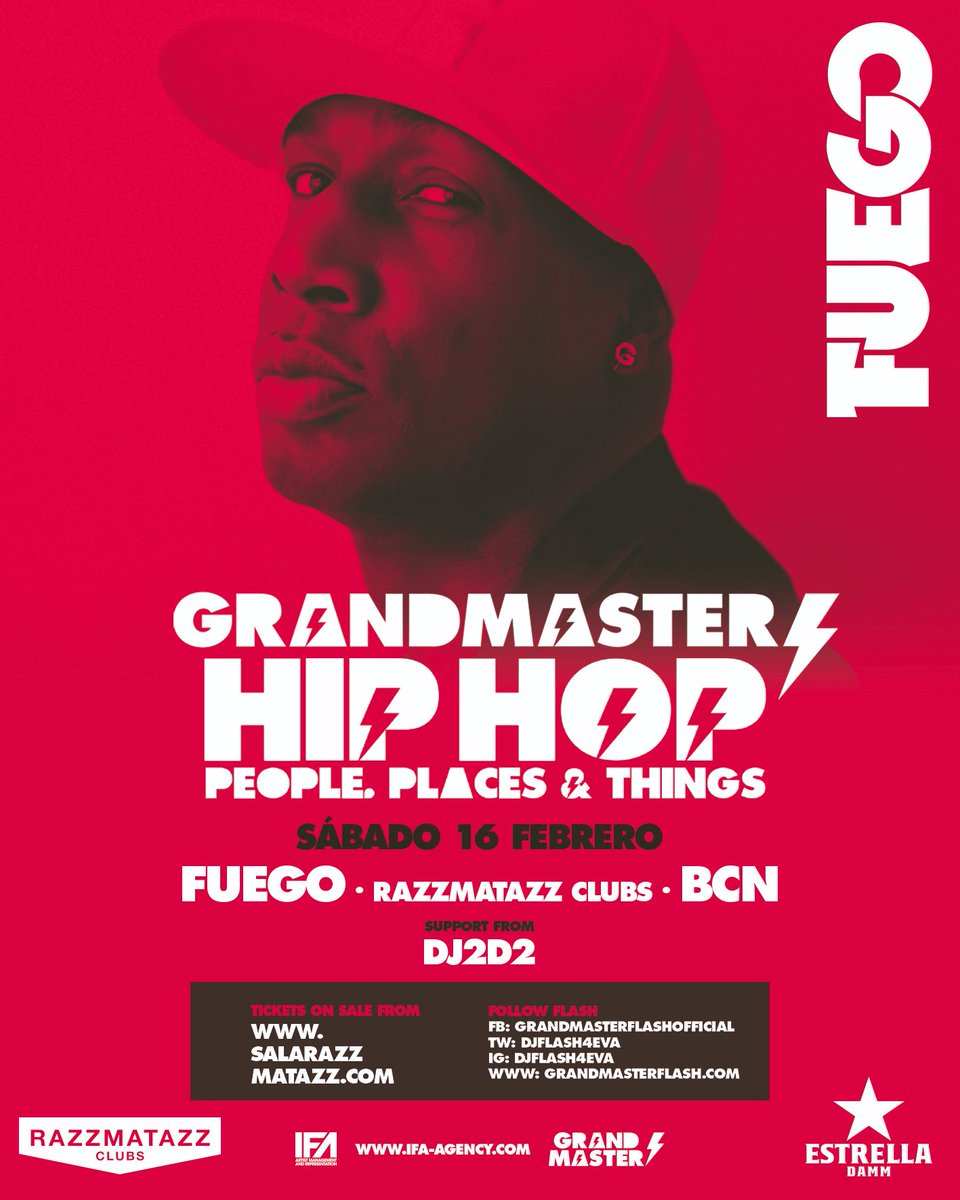 RazzmatazzClubs's tweet photo. 🔥 Sábado 16 de febrero, FUEGO: GRANDMASTER FLASH  🔥 

Support: @DJ2D2 
+ INFO: https://t.co/sMu0jsKnCA

@DJFlash4eva #hiphop https://t.co/Tmx69b3IeW
