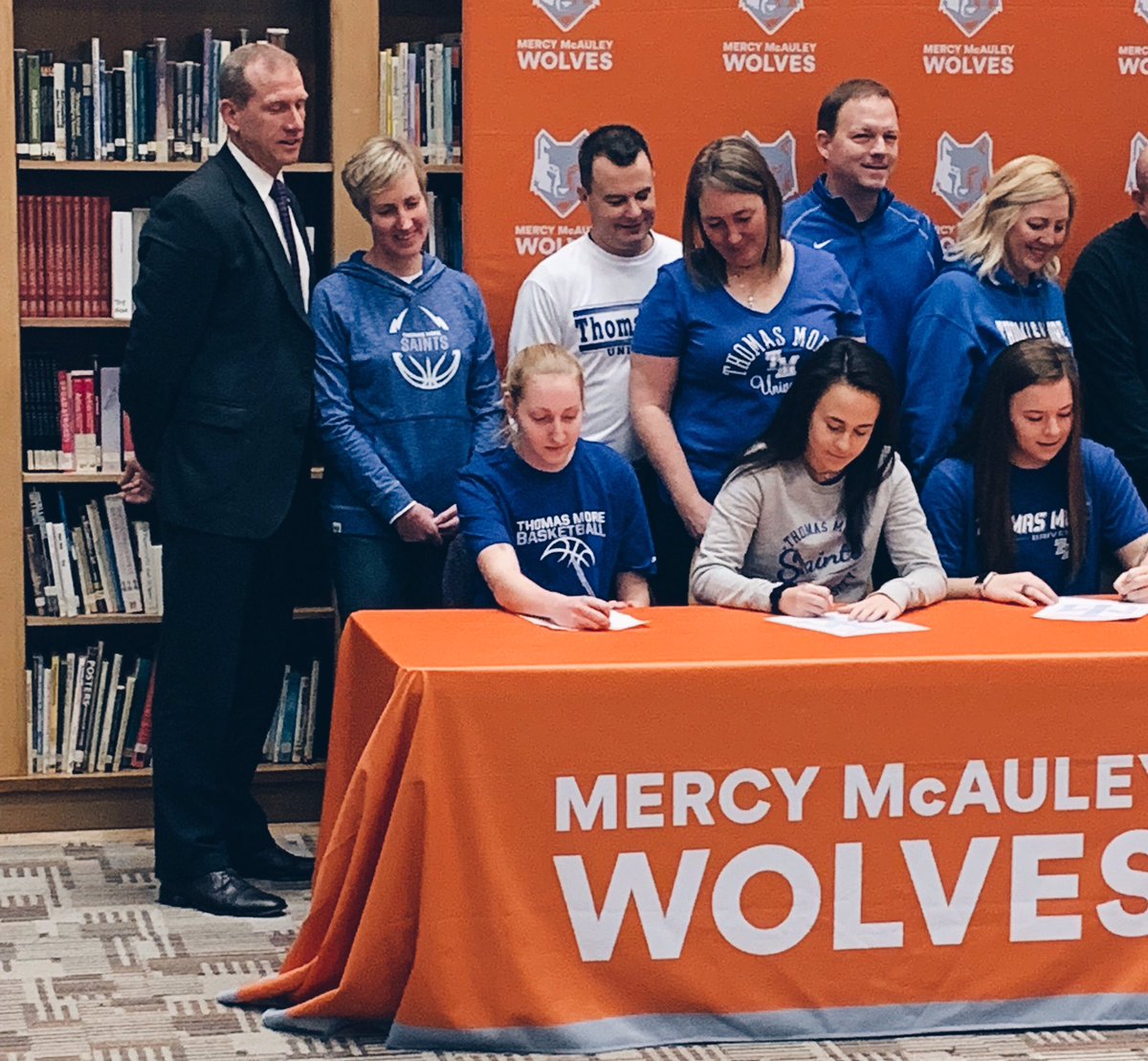 MercyMcAuleyBB's tweet photo. Congratulations to our Senior Wolf, Jenna Schoster, who will be continuing her basketball career at @tmusaints!! We are so proud of you!! #NextLevelWolf #GoSaints @TMWBasketball https://t.co/Bw3b4Ozt7c