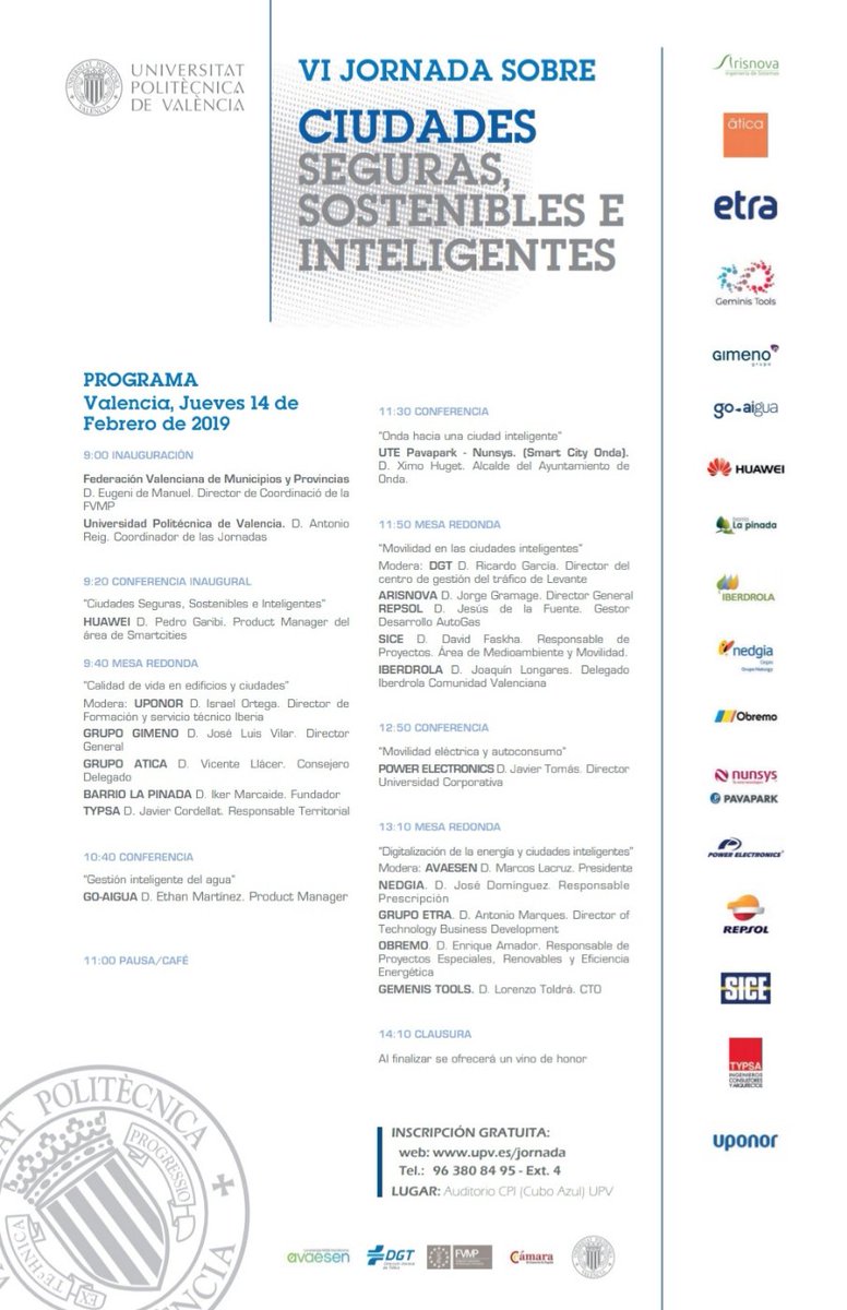 PedroGaribi's tweet photo. Thanks to @UPV and specially Antonio Reig to honor me with the possibility of giving the initial speech of the VI #SmartCities conference in Valencia! Take a short look of the event at https://t.co/LW8RgxPfAC
Se you there next Thursday 14th February! @HuaweiEU @HuaweiEnt https://t.co/bYCM7tz62F
