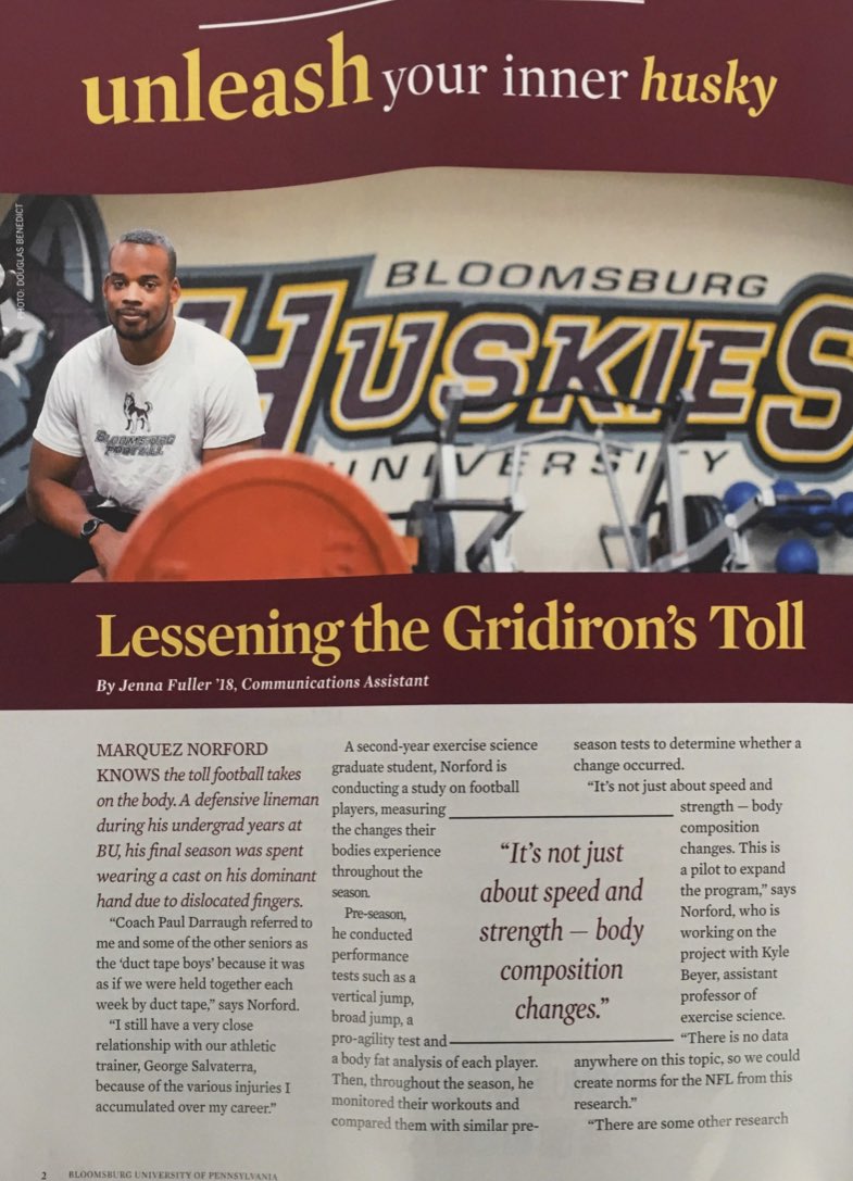 KyleBeyerPhD's tweet photo. Pretty cool to see my my graduate student, Marquez Norford, get recognized in the @BloomsburgU Magazine for his thesis project! https://t.co/SWFgs1sUVC