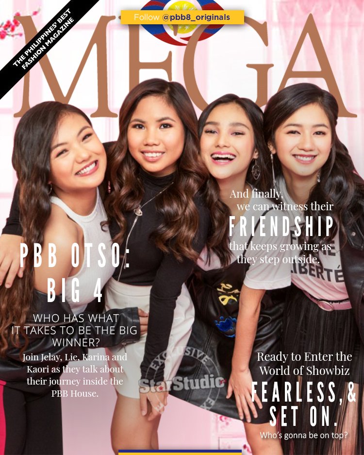 pbbnotexclusive's tweet photo. Gusto nyo bang maging cover ang Big 4 sa MEGA MAGAZINE? Please retweet. #PBB8ZorbTask https://t.co/hufrGVFy4u