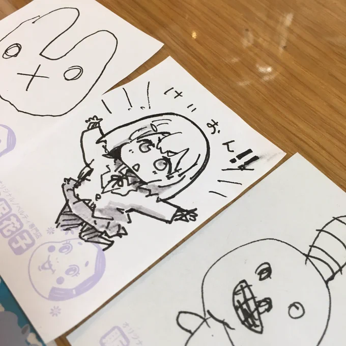 3歳娘さんに「私は好きなキャラを描くから、こーわさんも自分の好きなキャラを描きなよ、けいおんとか（意訳）」と煽られて描いた 