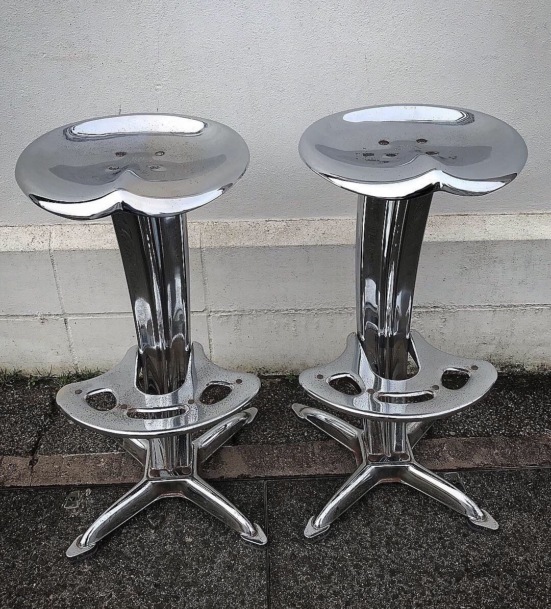 A original pair of Dulton “Lotus” Bar Stool by Yasu Sasamoto now