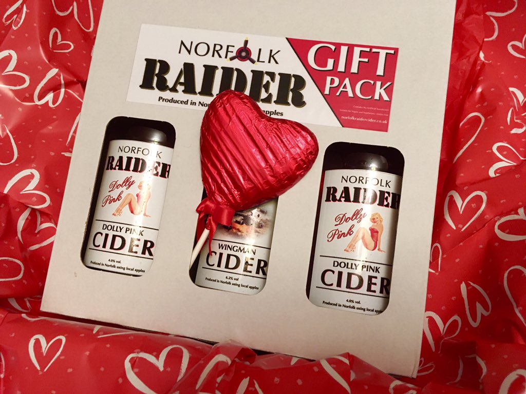 ❤️ With Valentines coming up now is the perfect time to order one of our gift packs. 🍻

🍎 You’ll receive 3 x 500ml bottles of our Cider in your choice of flavours. 

🥰 FREE DELIVERY within 5 miles of Norwich. Outside of Norwich £7.50 P&amp;P.

👉 Buy now: norfolkraidercider.co.uk/product-page/g…