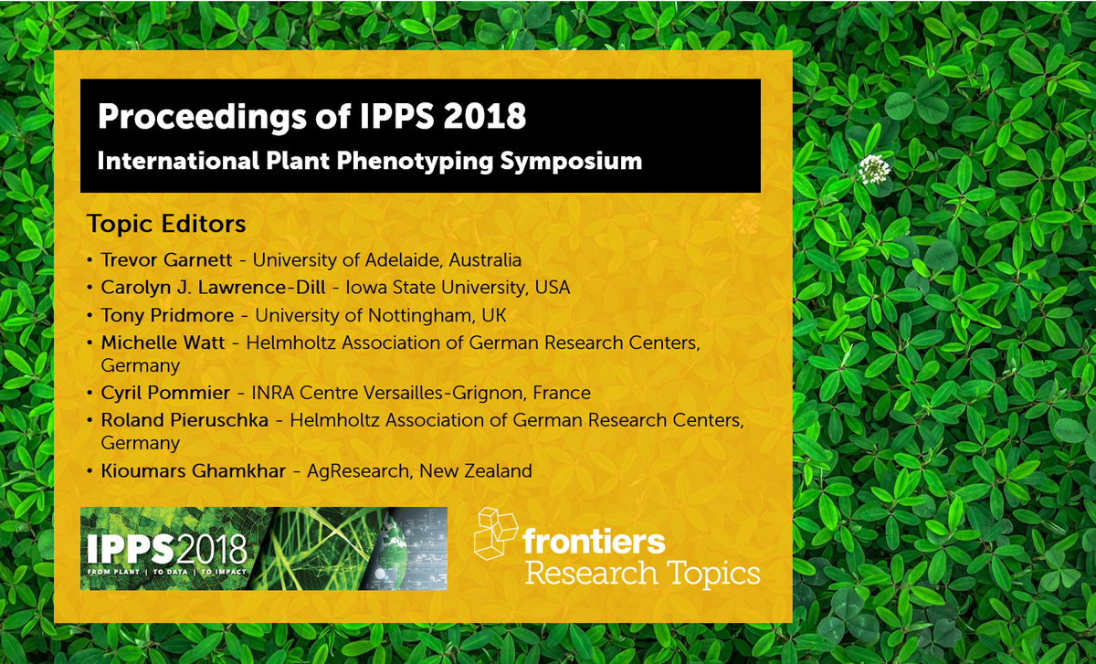 FrontPlantSci's tweet photo. Did you attend #IPPS2018 International Plant #Phenotyping Symposium? Contribute our #ResearchTopic edited by Trevor Garnett, @IAcornflake, @TonyPridmore, Michelle Watt, Cyril Pommier, Roland Pieruschka, and Kioumars Ghamkhar. #IPPN2018 @AustPlantPhenom
https://t.co/6YPTnD8CYW https://t.co/XLXmQxu4F3