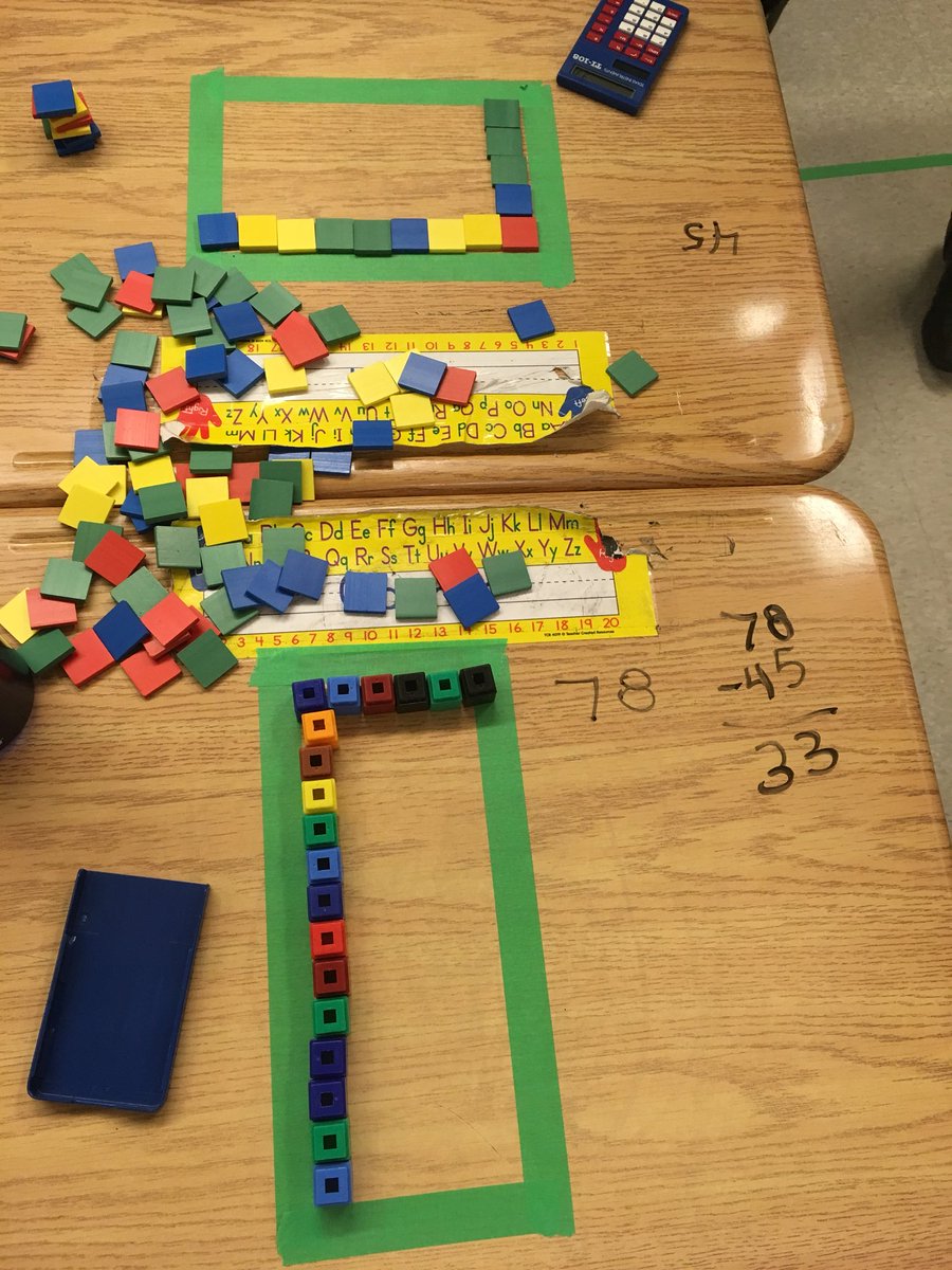 Mpchiarello's tweet photo. Determining the area of the square on the desks to compare who’s is larger. Some students realized you didn’t need to fill the entire shape.  #adsbmath #ADSBnextgen https://t.co/t1cjOM6WDc