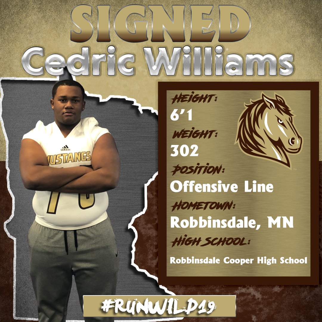 SMSUfootball's tweet photo. Welcome to the Mustang Family Cedric Williams!

🐴🐴
#RunWild19 #NSD19 https://t.co/RSZH90SAw0