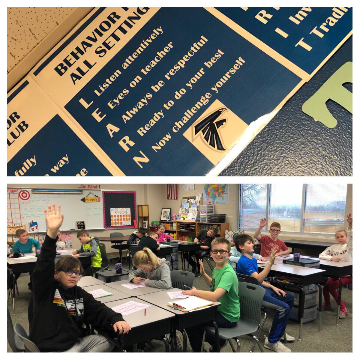 MrsIsraelson's tweet photo. Our PBIS BUZZ Word of the Week is LEARN! All 4th grade students know how to follow LEARN!!
#FreemanFalcons #theFALCONway #FLASHtag @erinsieh https://t.co/4MJyBJAWta