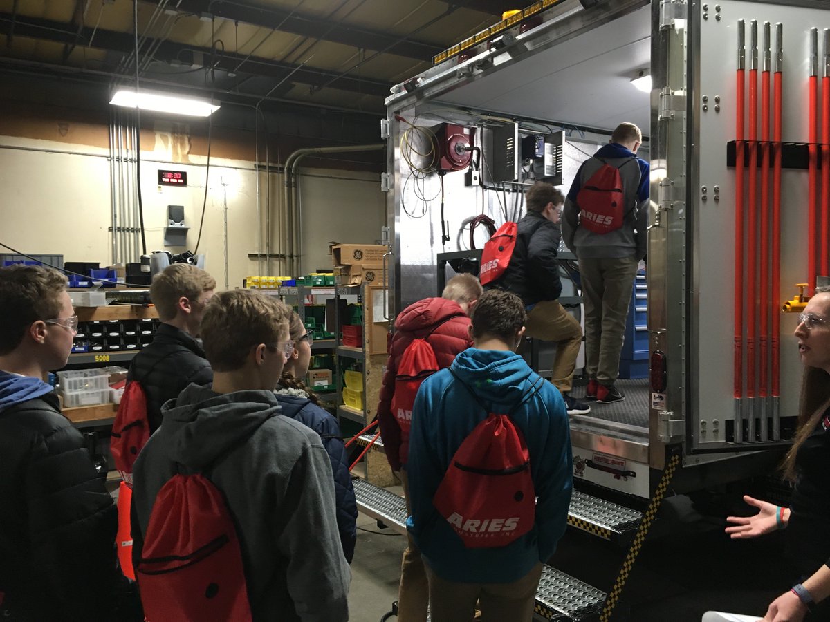 WCBizAlliance's tweet photo. .@CMHCrusaders students went on a #Schools2Skills tour yesterday to learn more about careers in manufacturing like engineering & welding. Thanks Aries Industries, @WeldallMfgInc, @InproCorp & @MarquetteU for hosting us! #WCManufacturing https://t.co/rXiSQ46Yh8
