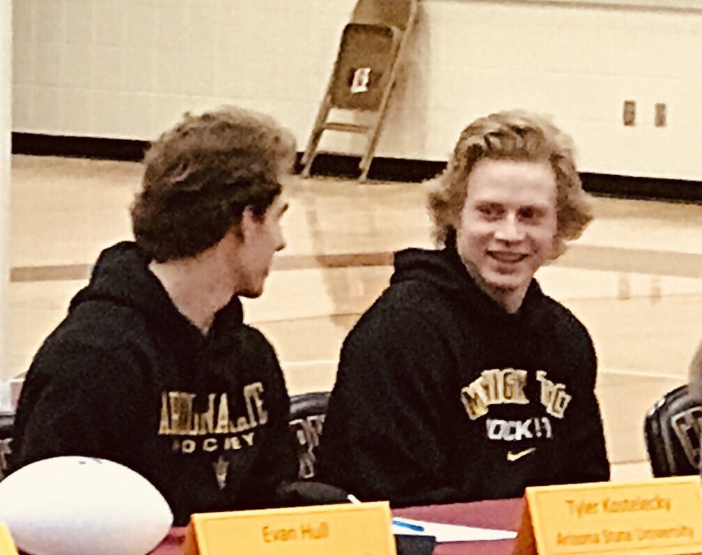 MGCrimsonHockey (@mgcrimsonhockey) on Twitter photo Congratulations to these two great Captains and Leaders on National Signing day. <a href="/TheSunDevils/">Arizona State Sun Devils</a> <a href="/mtuhky/">Michigan Tech Hockey</a> #crimson family Congratulations to these two great Captains and Leaders on National Signing day. <a href="/TheSunDevils/">Arizona State Sun Devils</a> <a href="/mtuhky/">Michigan Tech Hockey</a> #crimson family