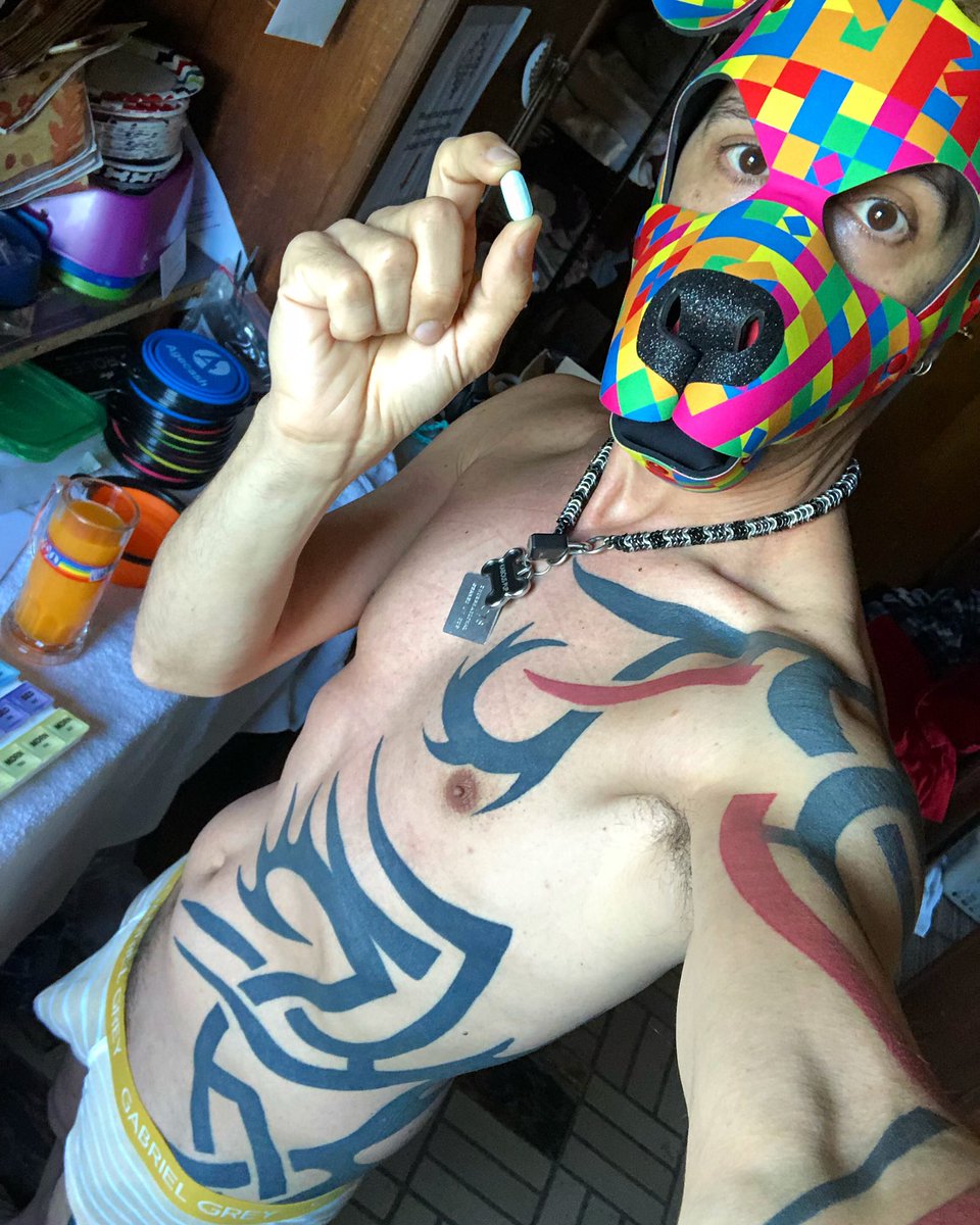 DJTatMatt's tweet photo. Who’s ready to hump on hump day?
With this daily pill I’m ready on any day!
Who’s with me? Post a selfie with your daily pill, and tag #ShowYourPill, as a way to spark conversations with those who don’t understand that this #PrEP drug is 99% effective. 
#humanpuppy #gaytattoo https://t.co/nWo8Q4lQ3I