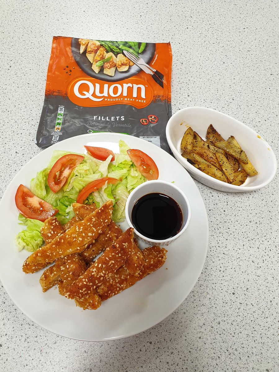 stambroseHE's tweet photo. Alternative proteins used to design a range of dishes designed by the S5/6 HFT pupils. Well done guys 😁 The favourite dish by all was the Quorn Chicken Fillets with sesame seeds and breadcrumbs 😋 https://t.co/WMUbgE1XLX