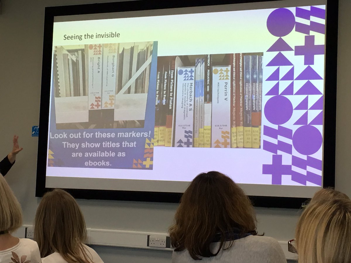 Library_Lesley's tweet photo. Fantastic ways of promoting ‘invisible’ resources by @SandieDonnelly2 at #UoC #NoWAL #promotinglibraryresources https://t.co/8jrPJWsDq5