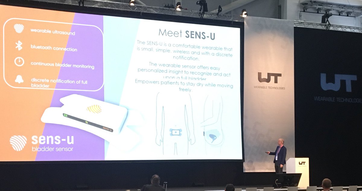 Welcome on stage at #WTEU19 <a href="/Novioscan/">SENS_U Bladder Sensor</a> and SENS-U - the smart #wearable sensor for bladder monitoring
