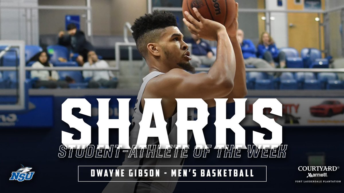 NSUSharks's tweet photo. Congratulations to this week's Shark Student-Athlete of the Week, @NSU_MBasketball's Dwayne Gibson! 

#VoteSharksPOW #GoNSUSharks https://t.co/VyWCKUtdzk