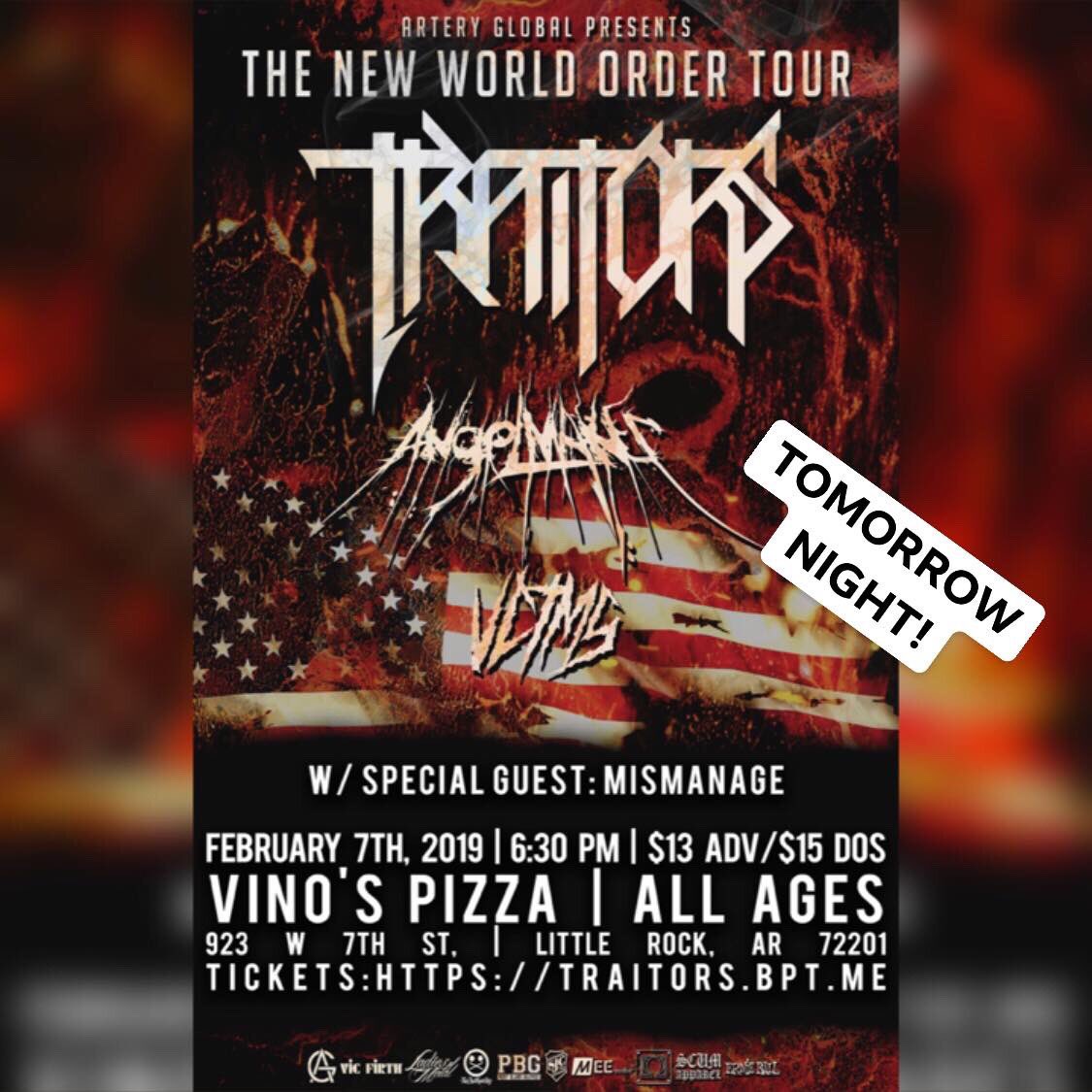 tier_none_'s tweet photo. T O M O R R O W! Come check out an insane lineup at the BEST VENUE IN LITTLE ROCK, @VinosBrewPubLR! Tickets are still available online and from local support!

Tickets: https://t.co/2kA7HNprpu

#vinos #pizza https://t.co/SI78vuQQT8