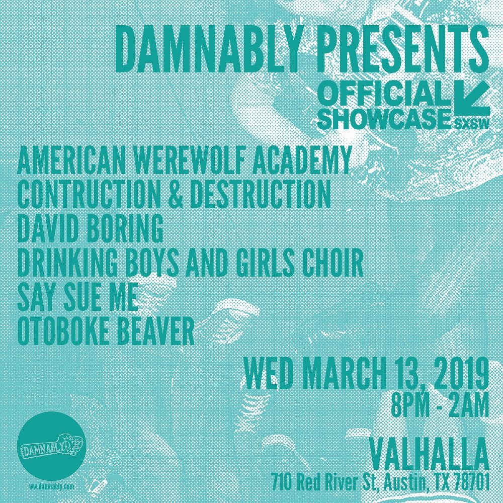 Hurrah! 
We have an official <a href="/sxsw/">SXSW</a> #showcase come along! 🤘🔥🤘
#SXSW2019 
<a href="/otobokebeaver/">おとぼけビ～バ～ Otoboke Beaver</a> 
<a href="/SaySueMe/">세이수미 Say Sue Me</a> 
<a href="/BandDBGC/">드링킹소년소녀합창단 Drinking Boys and Girls Choir Official</a> 
<a href="/AmerWereAcad/">AWA</a> 
<a href="/_C_and_D_/">Constructn&Destructn</a> 
#DavidBoring