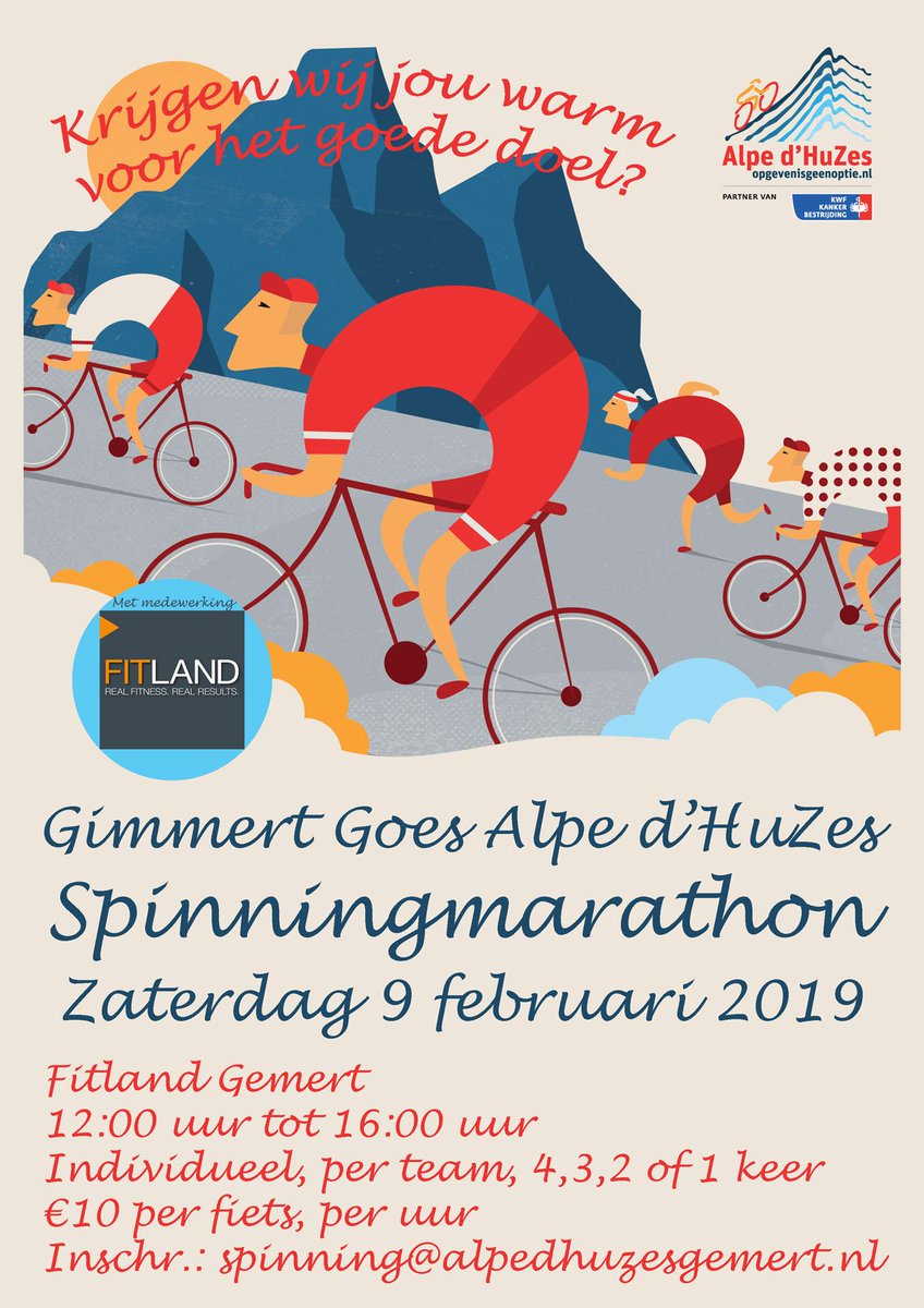 EdwinvanExtel's tweet image. Niet vergeten! Zaterdag een sportieve middag (of uurtje) voor een goed doel! Gewoon komen en meedoen! #AD6 #GimmertGoesAlpeDHuZes #Spinning #Gemert #Fitland @FitlandGemert 🚴‍♂️🚴‍♀️🚵‍♂️🚵‍♀️