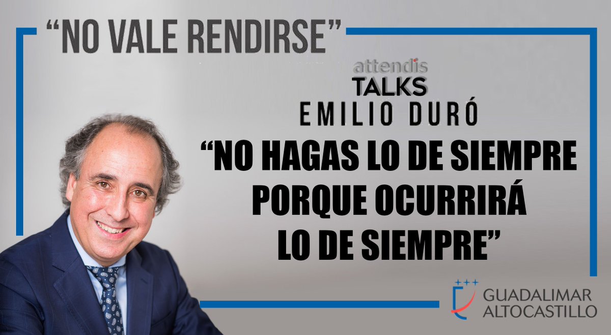El próximo 22 de febrero no puedes perderte la conferencia "No vale rendirse" de Emilio Duró, que nos hablará sobre las claves para llegar al éxito. 👍

Reserva tu entrada aquí ➡bit.ly/2MUsJEl⬅

#Attendis #ComoTúLoHarías #BeAttendis #Jaén