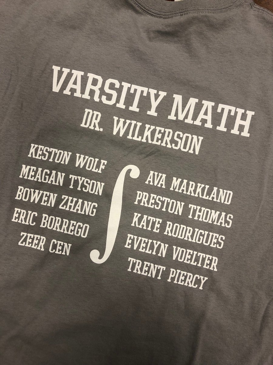 RSA_Math's tweet photo. The "Varsity Math" (read: Calculus II) shirts came in! #VarsityMath #CultivatingProblemSolvers @RegentsKnights https://t.co/Xqmyc0U1Cq