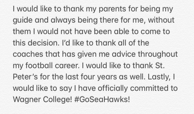 EricT_6's tweet photo. I am honored to be signing today and committing to @Wagner_Football. I look foward for years to come playing football at a higher level.  @STP_Eagles @CoachKuseee https://t.co/BZhiWOWP0D