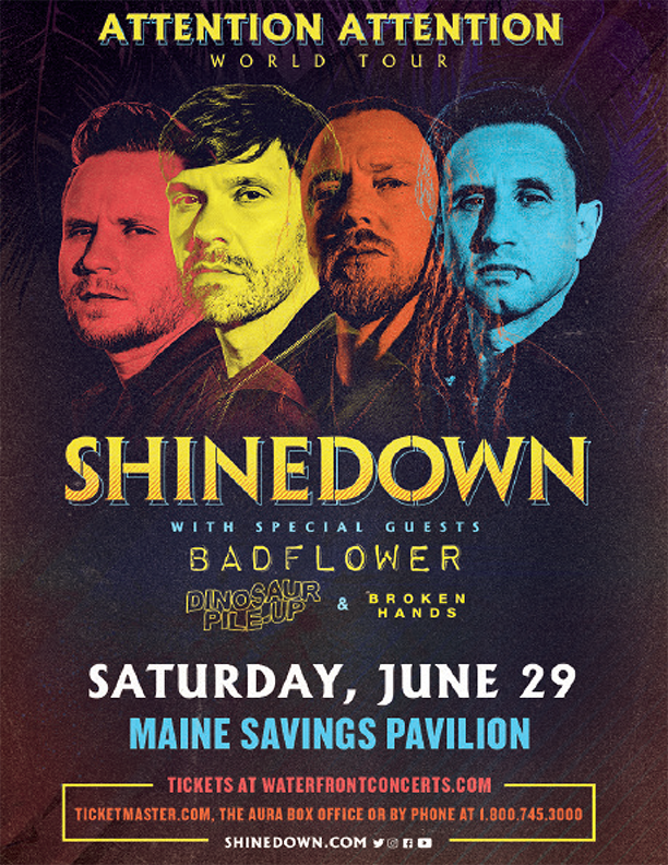 WHOUradio's tweet photo. Win a pair of FREE tickets to see Shinedown at the #MaineSavingsPavilion in Westbrook, ME!! Give us a follow at @WHOUradio and retweet this tweet to be entered into the giveaway! https://t.co/TW3h1JRvF4