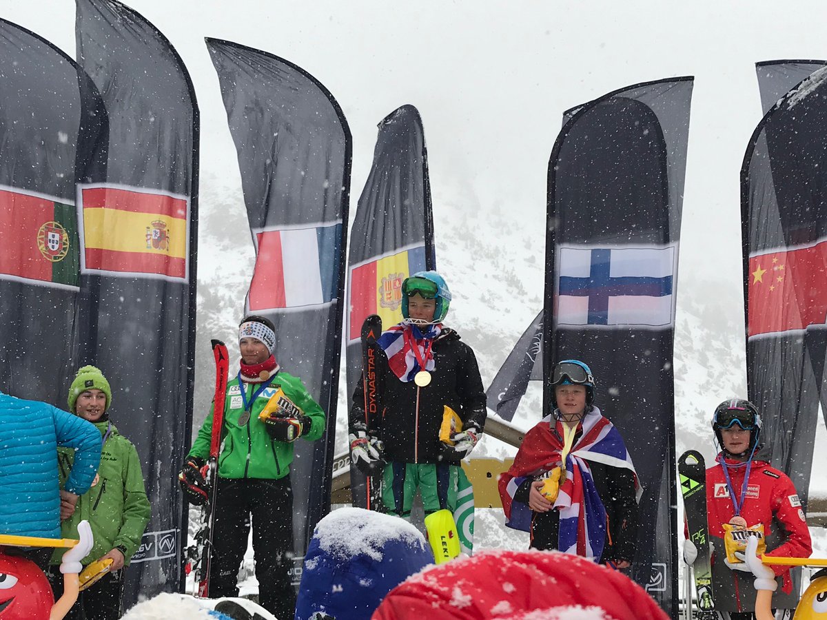 This is what we like to see! Here's Luca Carrick-Smith topping the U14 Slalom podium in Andorra.