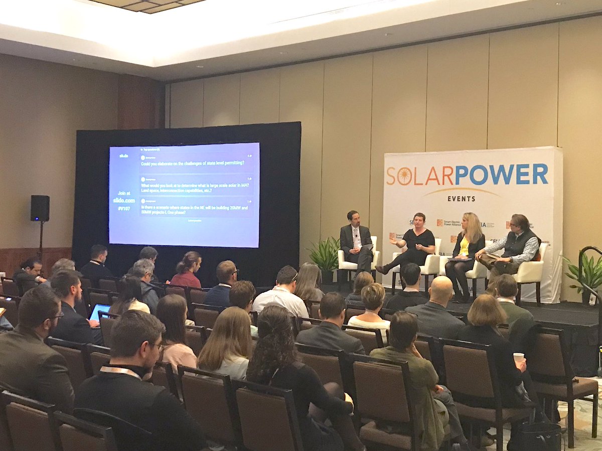 RenewablesUSA's tweet photo. Bringing up the rear at #SolarNE, SG_SEIA leads a conversation on the policies that are needed to expand utility-scale #solar in the Northeast. https://t.co/PMrnIr3qtS