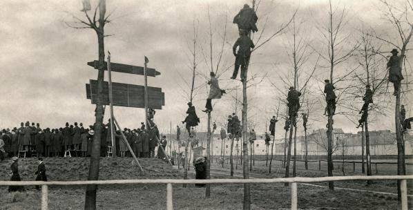 Supporters at a football match between Belgium and the Netherlands, Antwerp, 1913